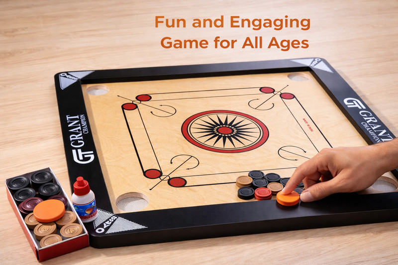 GRANT 20inch & Small size Carrom Board with wooden coin and striker, powder 2 cm Carrom Board(Multicolor)