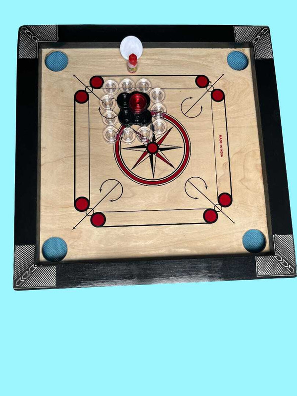 SHAAD TOP 20 Inch Glossy Finish Transprant 24 coins with Stricker and powder 2 in 1 ludo 50 cm Carrom Board(Beige)