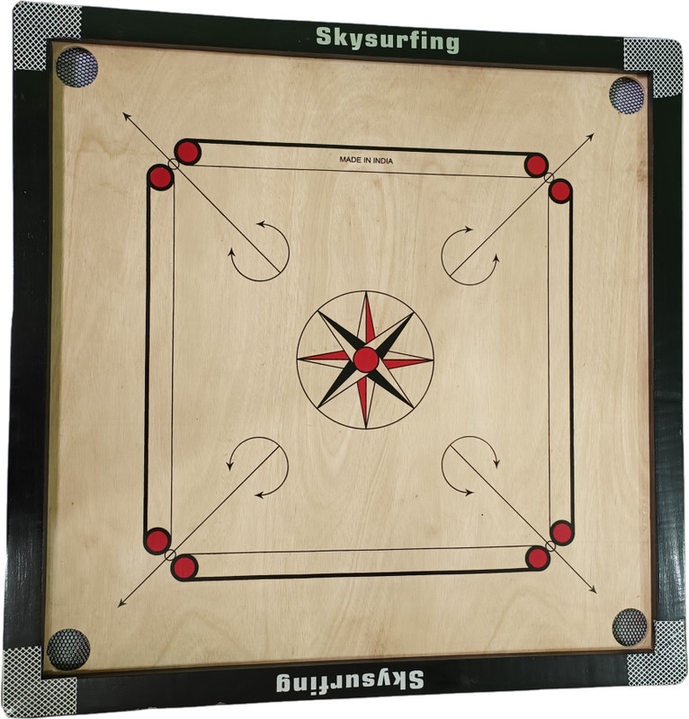 GRANT Premium 32inch Round Pocket Carrom Board with Wooden Coins 4 cm Carrom Board(Multicolor)