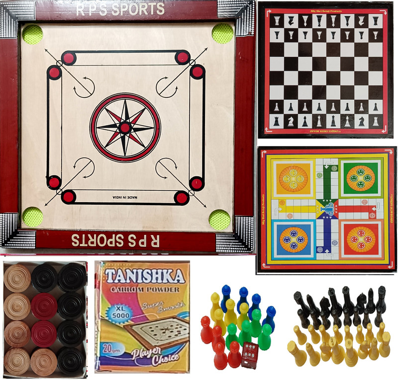 RPS Carrom Board 20 Inch with Wood Coin (Red Frame) 50 cm Carrom Board(Multicolor)