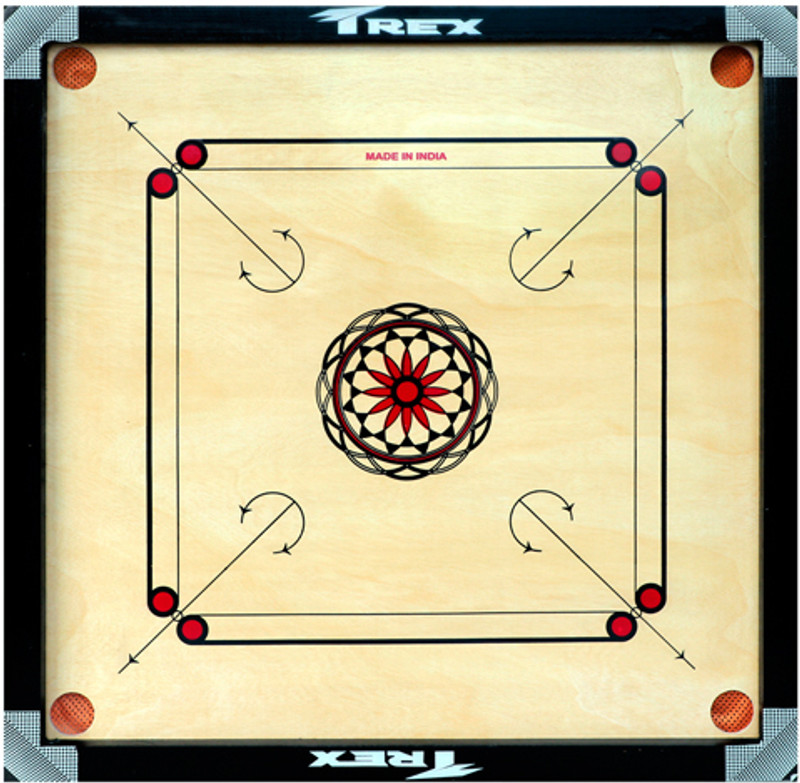 Trex Sports Premium 32inch Round Pocket with Wooden Coins ,Striker & Disco powder 81.28 cm Carrom Board(Beige)