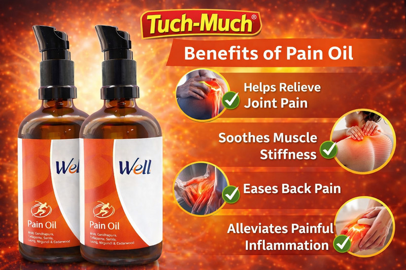 Tuch-Much Well Pain Oil || For Joints, Back, Neck, Cervical & Shoulder Pain || Liquid(2 x 100 ml)