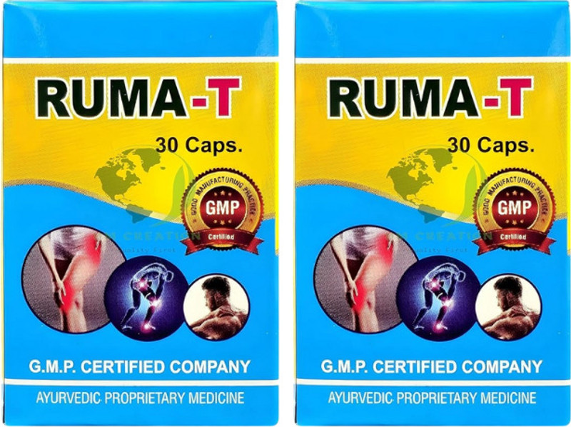 RUMA T CAPSULE FOR JOINT PAIN,RHEUMATOID ARTHRITIS,SCIATICA,GOUT,SPONDYLITIS PACK OF 2 Capsules(2 x 30 Units)