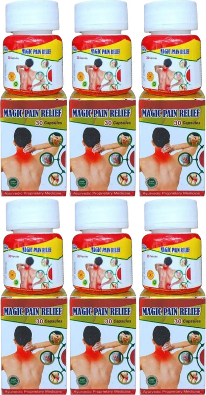 MAGIC PAIN RELIEF 100% AYURVEDIC CASULE FOR ALL KIND OF BODY PAIN RELIEF PAKC OF 6 Capsules(6 x 30 Units)