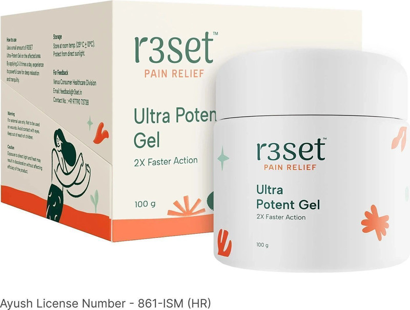 R3SET 100% Natural Pain Relief Gel | Frozen Shoulder, Back, Joint & Knee Pain Healing Gel(100 g)