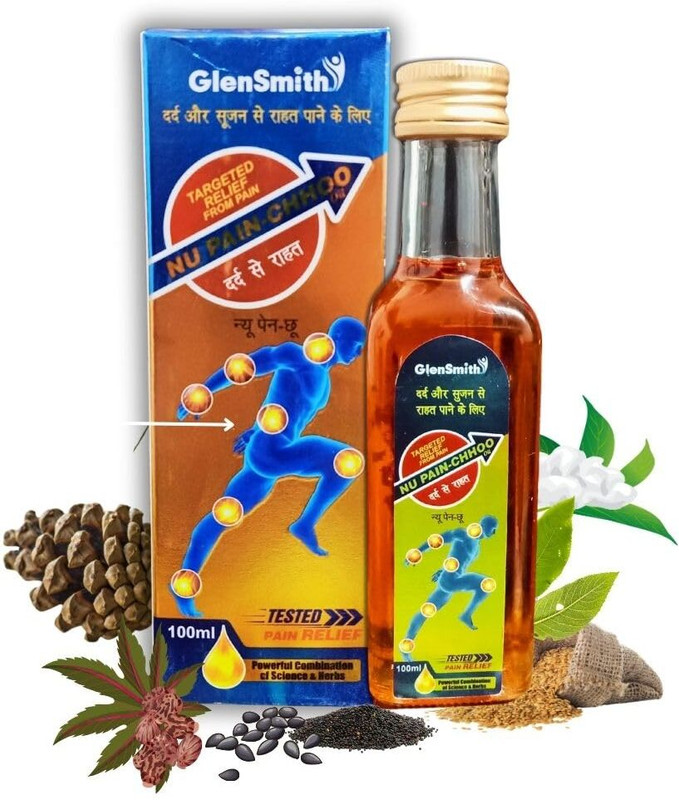 GLENSMITH Nu Pain Chhoo Ayurvedic Pain Relief Oil for Joint, Back & Knee - 100ml Liquid(2 x 100 ml)