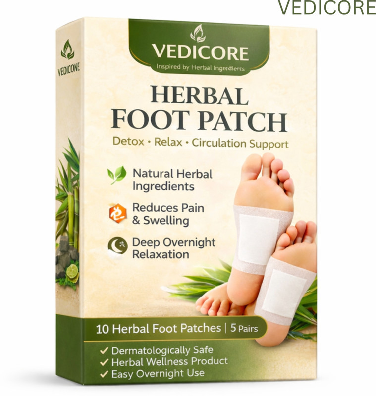 Vedicore Premium Herbal Foot Detox Patch Bamboo Vinegar Pads for Foot Care Relief Plaster & Patch(10 Patches)