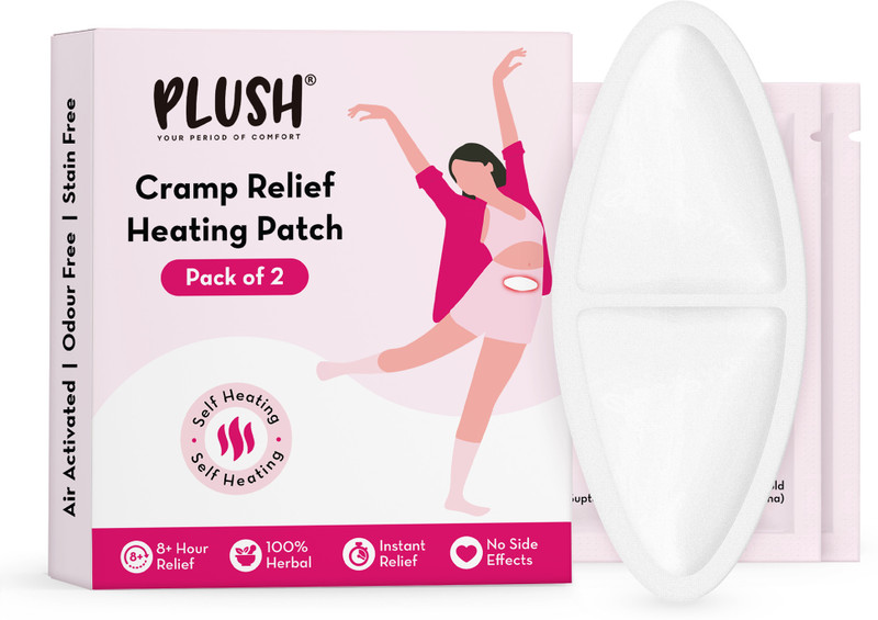 PLUSH Cramp Relief Heat Patch| 100% Herbal & Natural| 8 Hour Period Pain Relief Plaster & Patch(2 Patches)