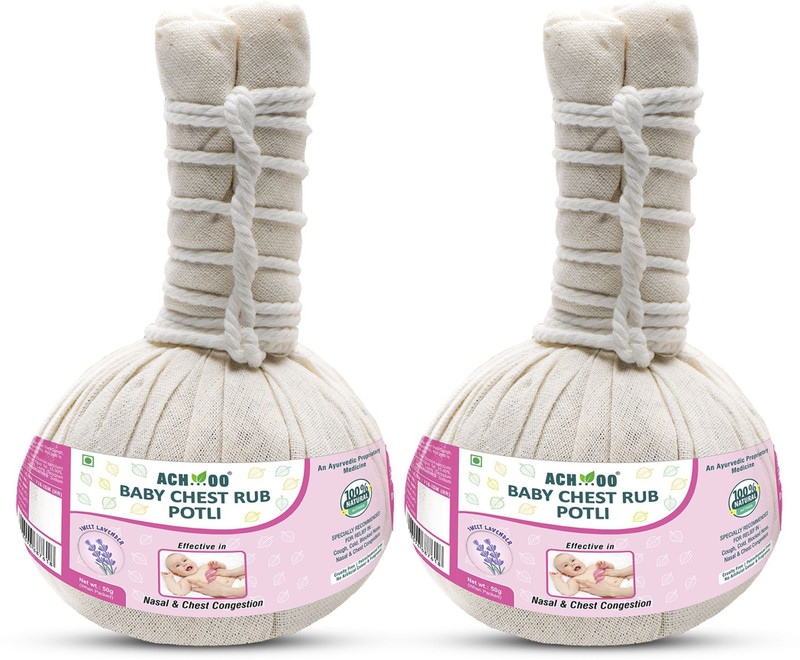 ACH...OO Ayurvedic Baby Chest Rub Potli for Nasal & Chest Congestion, Cough, and Cold Powder(2 x 50 g)