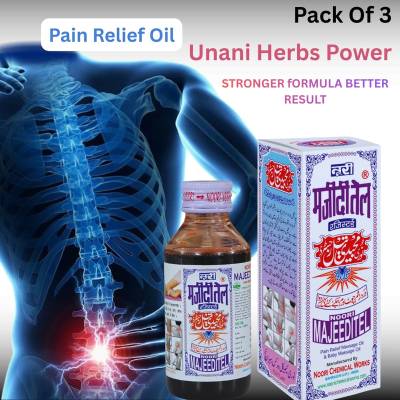Noori Majeedi Tel Pain Relief Massage Oil Liquid(3 x 100 ml)