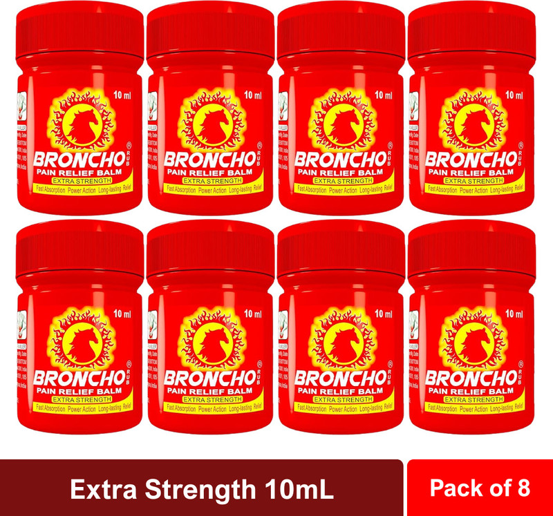 Broncho Rub Pain Relief Balm Extra Strength - 10mL(Pack of 8) Balm(8 x 10 ml)