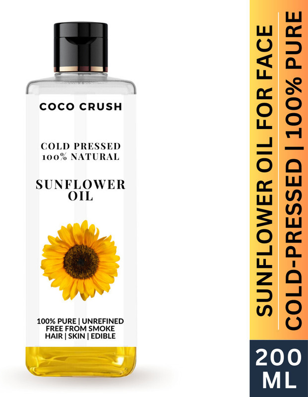 COCO CRUSH Sunflower Oil for Body Massage, Cold-Pressed & 100% Natural Liquid(200 ml)