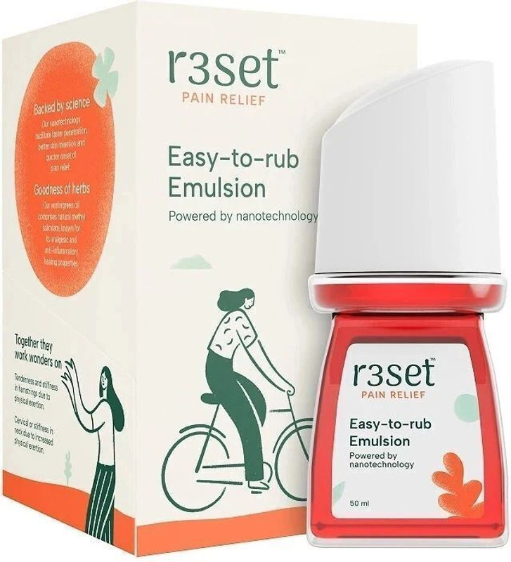 R3SET Natural Pain Relief Emulsion Roll-On | Relieves Back, Neck, Shoulder & Knee Pain Liquid(1 Units)
