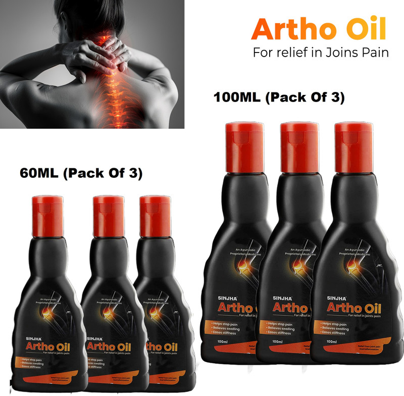 SINJHA Artho Oil 100ML (Pack of 3 ) & 60Ml (Pack of 3) | For Relief from Muscular Pain Liquid(6 x 80 ml)