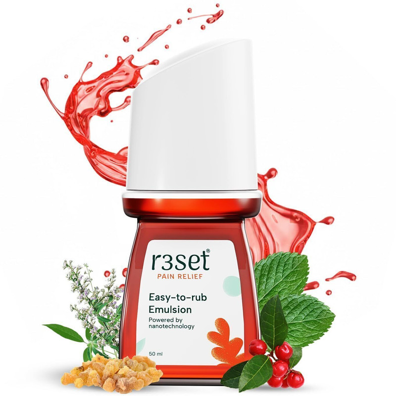 R3SET Natural Pain Relief Emulsion for Sciatica & Arthritis | Frozen Shoulder Relief Liquid(50 ml)