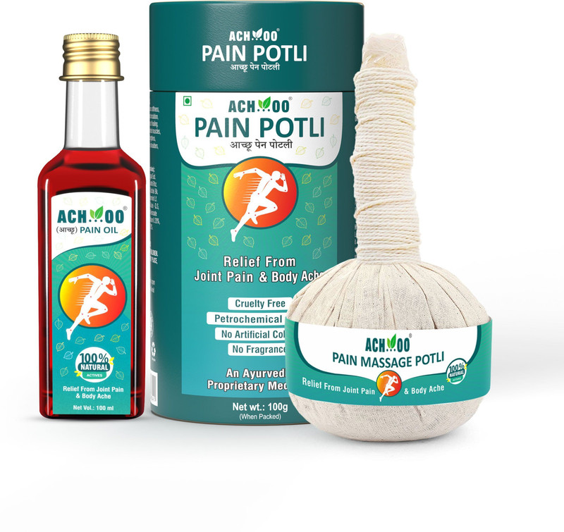 ACH...OO Ayurvedic Pain Relief Oil & Massage Potli Combo for Joint & Body Pain Relief Liquid(2 x 100 g)