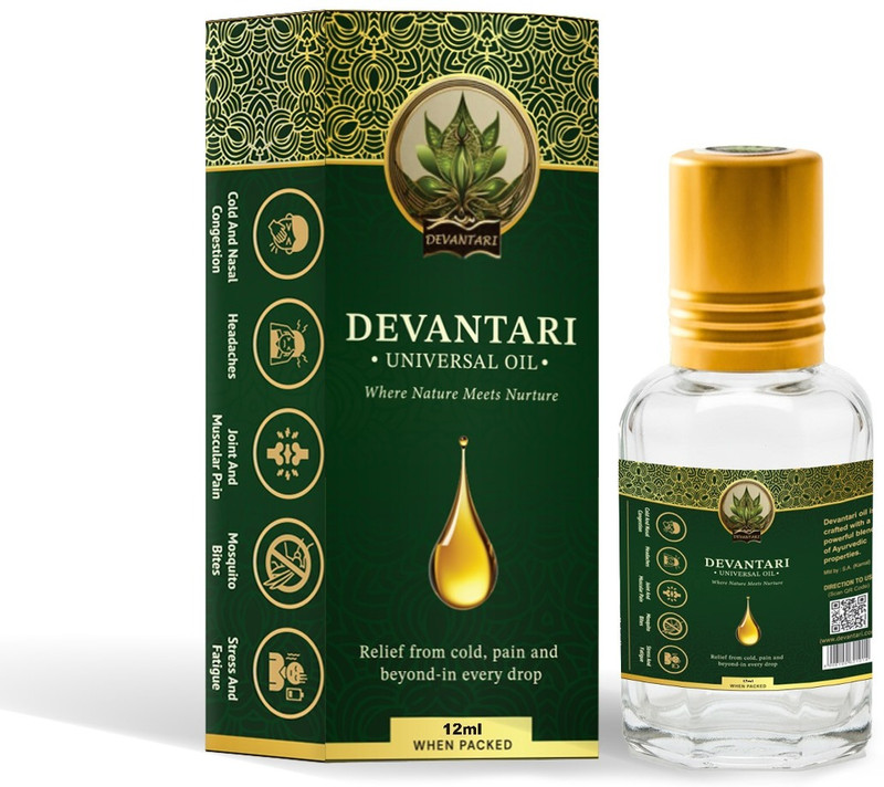 DEVANTARI Oil 100% Indian Ayurveda for Cold Pain Headache Liquid(12 ml)