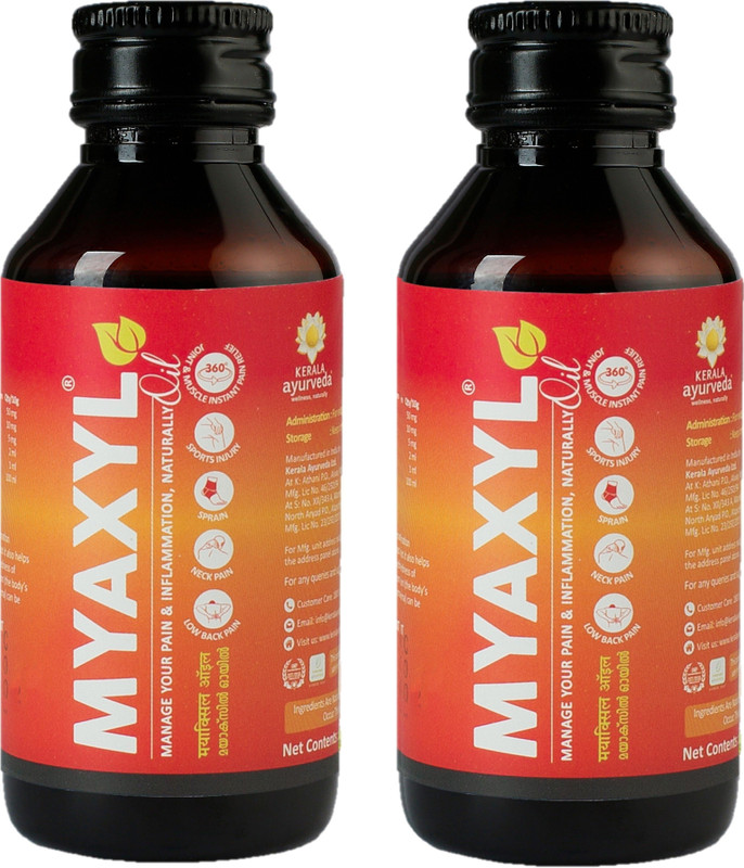 Kerala Ayurveda Myaxyl Pain Relief Oil: Dual Action formula for Joints, Muscles & Sprains | Liquid(2 x 60 ml)