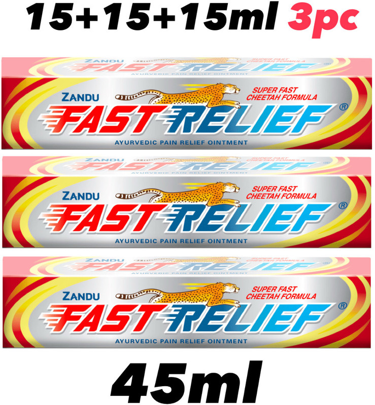 FAST RELIEF ZANDU FAST RELIEEF AYURVEDIC OINTMENT CHEETAH FORMULA | PACK OF 3x15ML (45ML) Gel(3 x 15 ml)