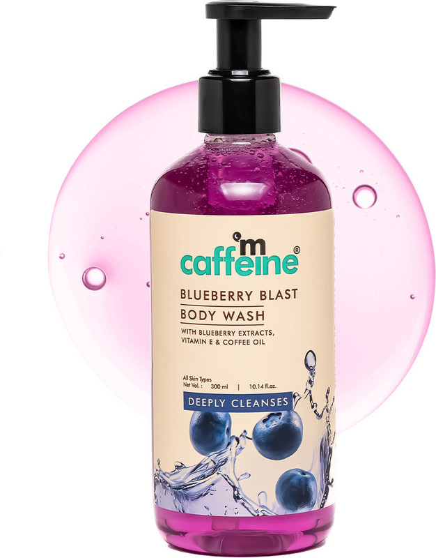 mCaffeine Blueberry Blast Body Wash | De-Tan & Deep Cleanse Shower Gel | Blueberry Aroma(300 ml)