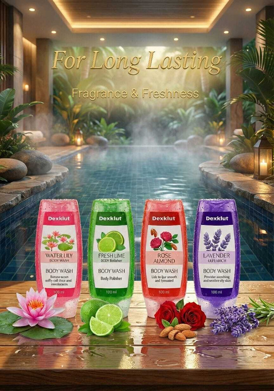 Dexklut Luxurious & Long Lasting Fragrances Body wash(4 x 100 ml)