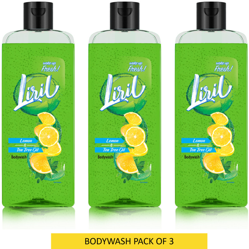 Liril Lemon and Tea Tree Oil Body Wash with Long Lasting Fragrance (3 x 250 ml)