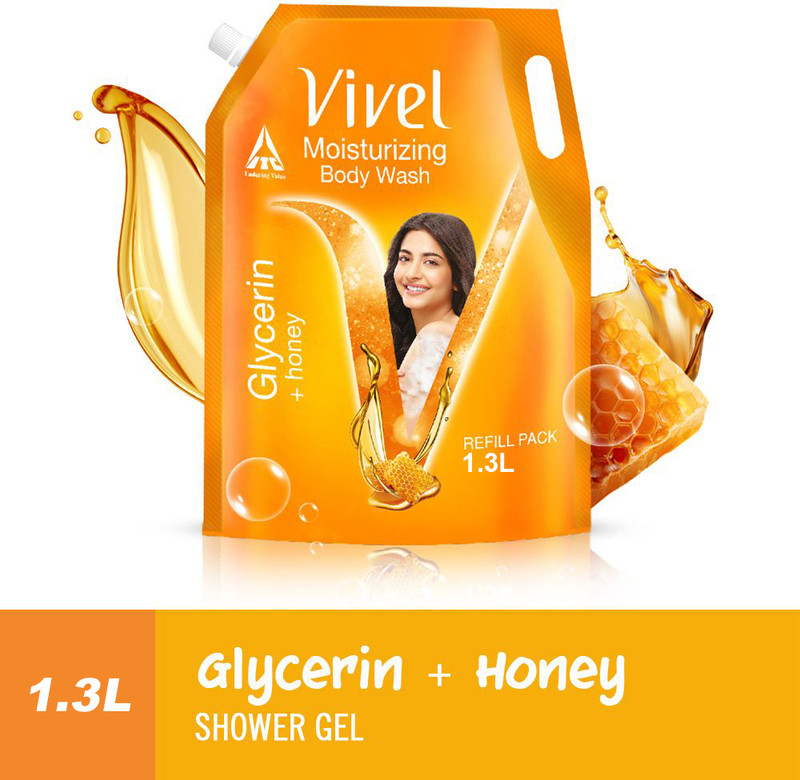 Vivel Glycerin & Honey Body Wash Shower Gel, for Soft, Glowing & Moisturized Skin(1.3 L)