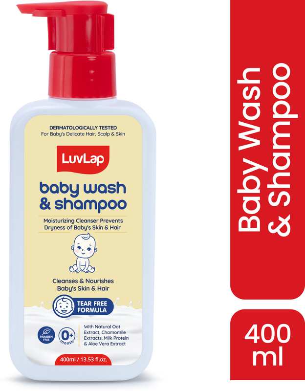 LuvLap Baby Wash & Shampoo -400ml with Chamomile, Oatmeal & Shea Butter, Paraben Free(400 ml)