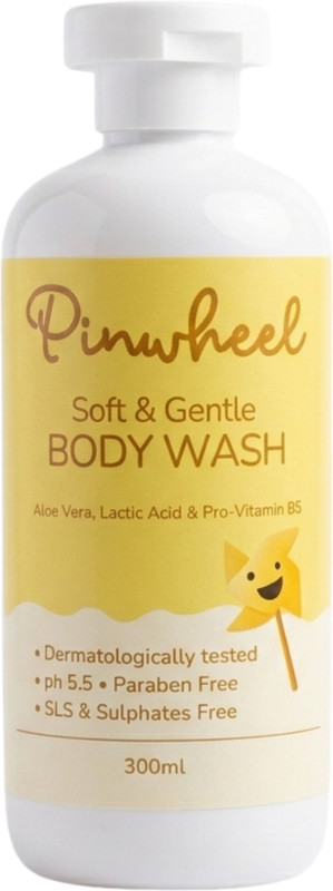PINWHEEL Gentle Body Wash for Kids | ph5.5 | Aloe Vera, Lactic Acid & Pro-Vitamin B5(300 ml)