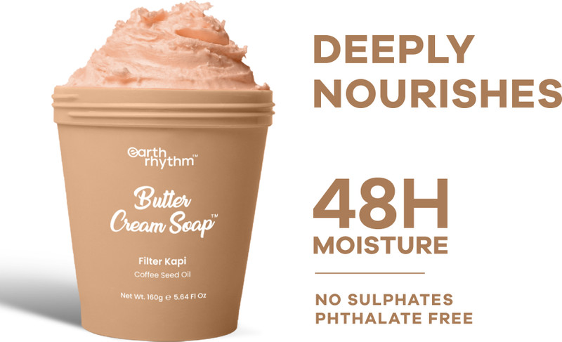 Earth Rhythm Filter Kapi Butter Cream Soap with Coffee Seed Oil, Shea Butter(160 ml)