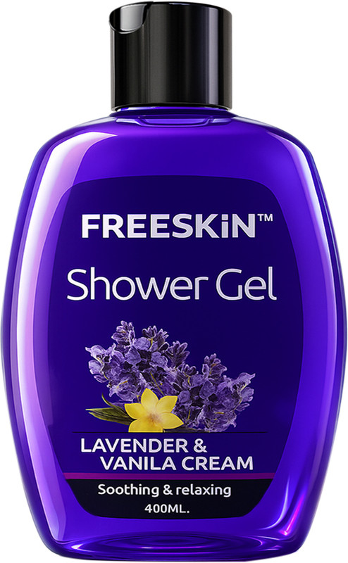 Free Skin Lavender and Vanila Cream Shower Gel, for Soothing and Relaxing, Enriched with Lavendar Extract, 400ml, Suitable All Skin types, PACK OF 1(400 ml)