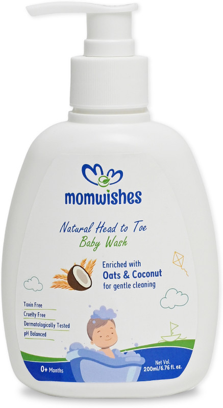 Momwishes Natural Head-to-Toe Baby Body Wash | Tear-Free for Sensitive Skin(200 ml)