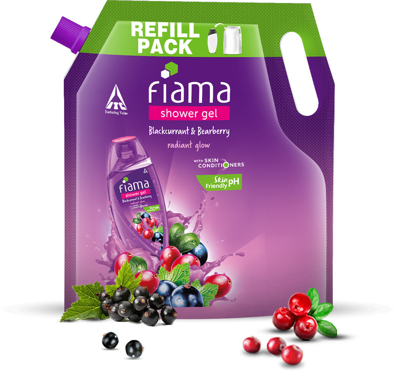 FIAMA Body Wash Shower Gel Blackcurrant & Bearberry Value Pouch, For Moisturized Skin(1300 ml)
