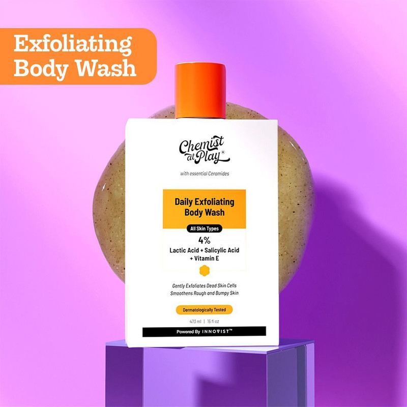 Chemist at Play Exfoliating Body Wash with Lactic Acid, Salicylic Acid & Vit E, Treats Back Acne(473 ml)
