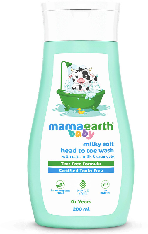 Mamaearth Milky Soft Head to Toe Wash With Oats, Milk, and Calendula for Babies(200 ml)