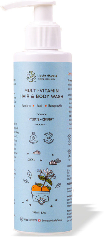 Little Rituals Multi-Vitamin Body & Hair Wash, pH 5.5. Honeysuckle, basil, mandarin. Organic(200 ml)