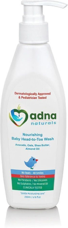 adna Naturals Baby Head-to-Toe Wash | No-Tears| Dermatologist & Pediatrician Tested(200 ml)