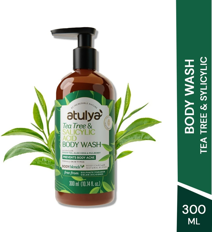 Atulya Tea Tree & Salicylic Acid Body Wash, Paraben & SLS Free | Unclogs Pores -(300 ml)