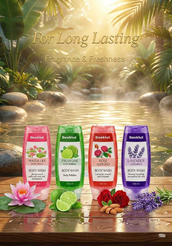 Dexklut 4 Different Fragrances Body wash(4 x 100 ml)