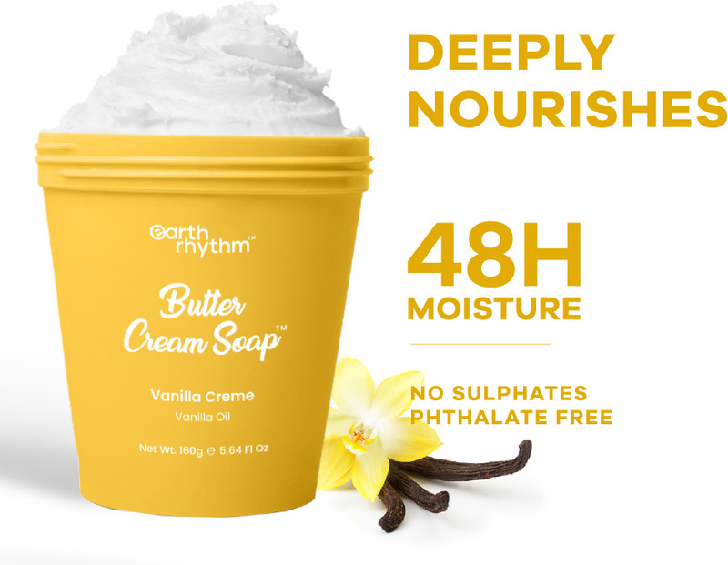 Earth Rhythm Vanilla Creme Butter Cream Soap with Vanilla Oil, Shea Butter(160 g)
