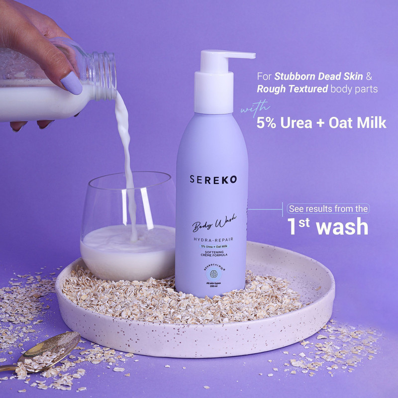 SEREKO Hydra-Repair Body Wash With 5% Urea & Oat Milk | Strawberry ,Dry & Flaky Skin(200 ml)