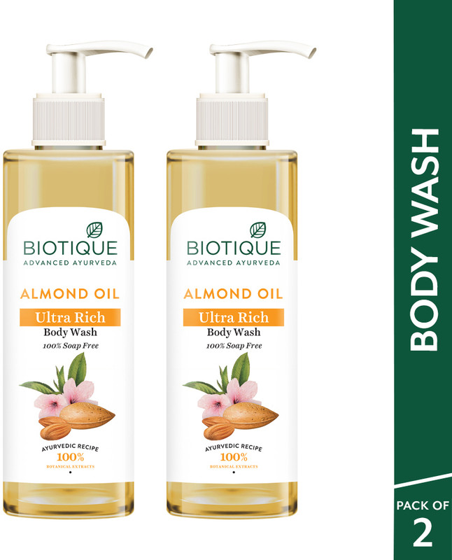 BIOTIQUE Almond Oil Ultra Rich Body Wash|Natural & Soap-Free|Suitable for All Skin Types(200 ml)
