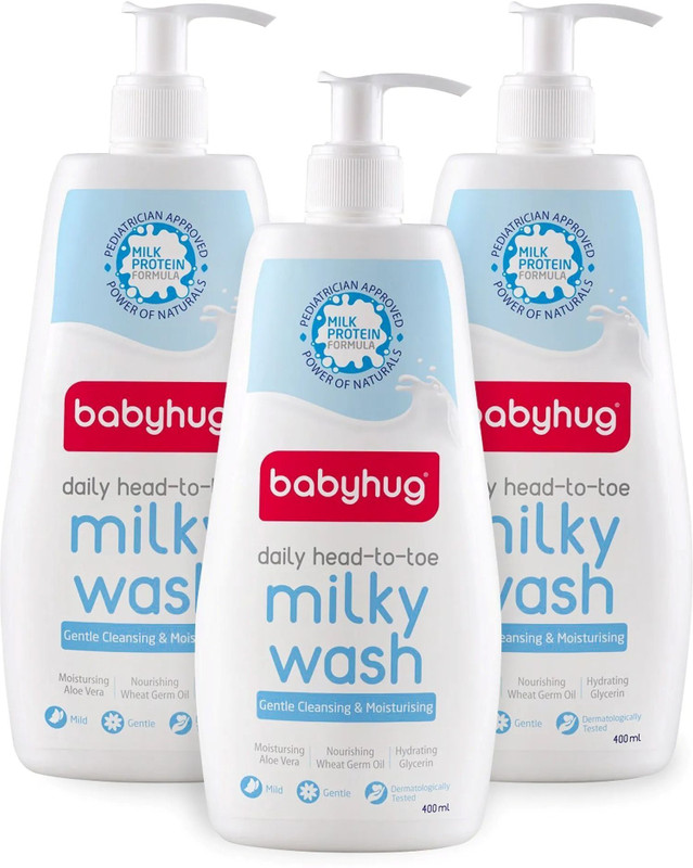 babyhug Daily Baby Wash 400ml | Milk Protein Baby Wash | Pack of 3(3 x 400 ml)