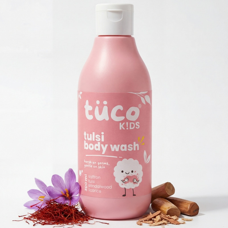 TuCo Intelligent Kids Mild Body Wash with Tulsi & Saffron Tear Free & Hypoallergenic(300 ml)