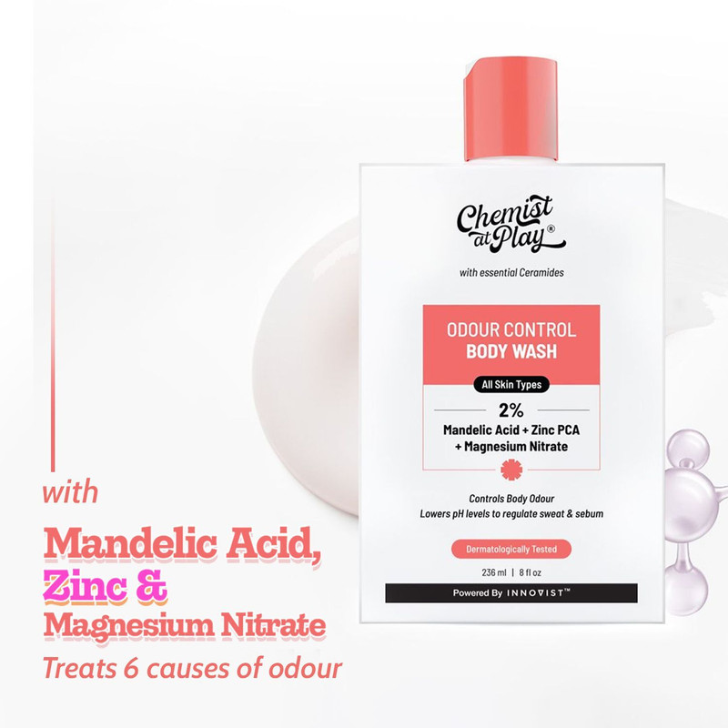 Chemist at Play Odour Control Body Wash - Controls Odour, Long Lasting Freshness, Regulate Sweat(236 ml)