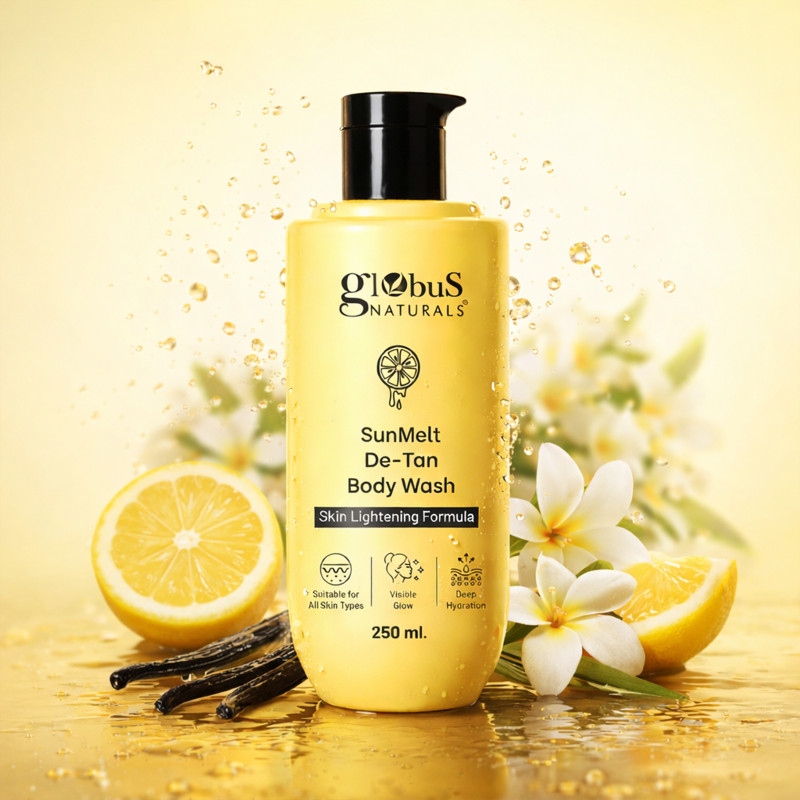 Globus Naturals SunMelt De-Tan Body Wash Skin Brightening & Tan Removal, Gentle Hydration & Glow(250 ml)