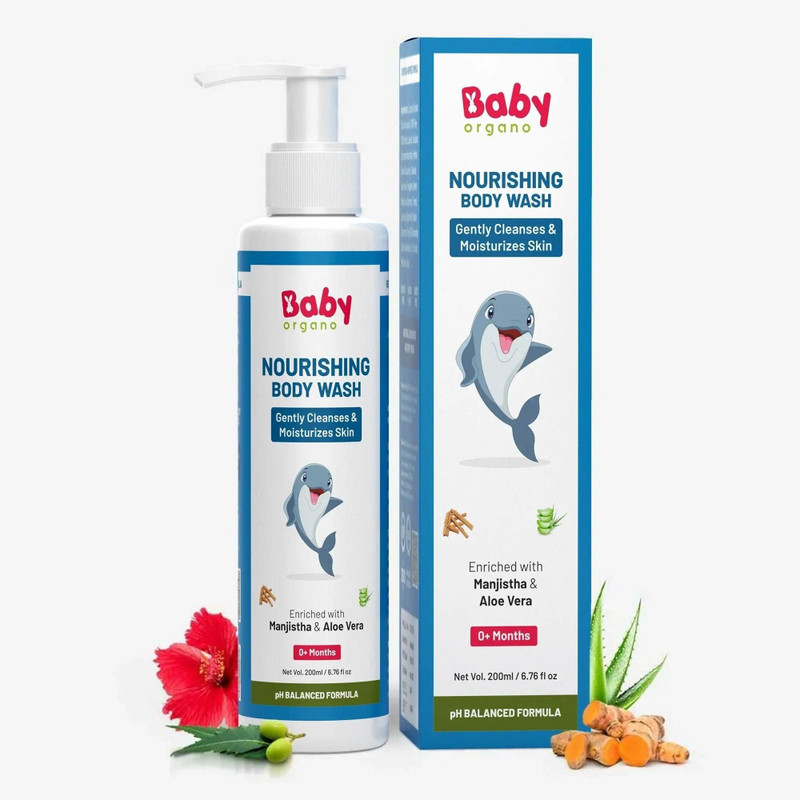 BabyOrgano 100% Ayurvedic Nourishing Baby Body Wash for Kids with Aloevera & Hibiscus(200 ml)