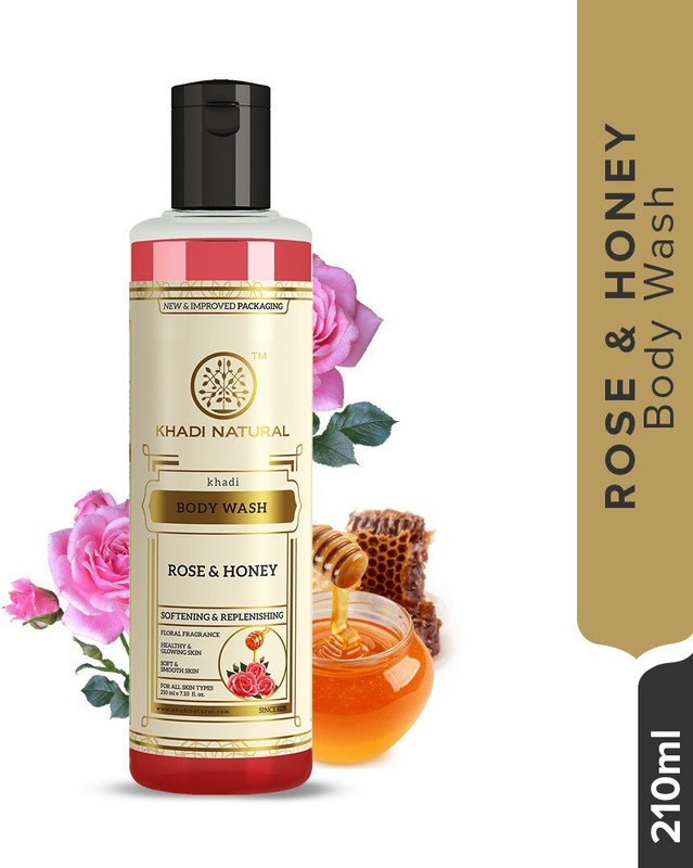 KHADI NATURAL Rose & Honey Body Wash for Soft Smooth Skin Care(210 ml)