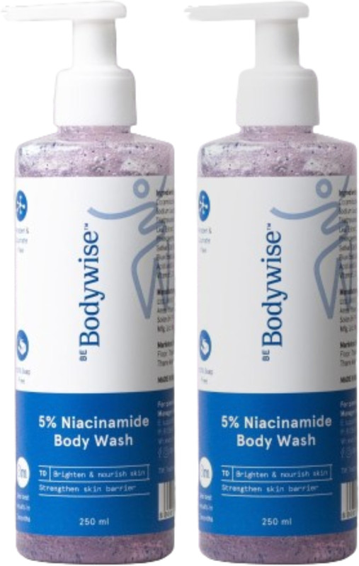 Be Bodywise 5% Niacinamide Wash | Shower Gel for Dark Spots, Pigmentation | SLS Free(2 x 250 ml)
