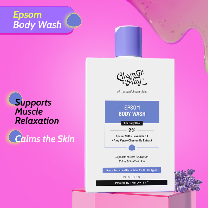 Chemist at Play Epsom Salts Body Wash | Aloe Vera | Relaxes Muscle Stiffness | Lavender Oil(236 ml)